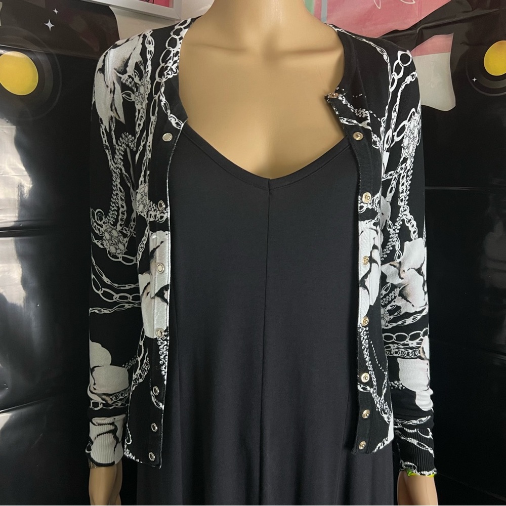 White House Black Market Black and White Cardigan